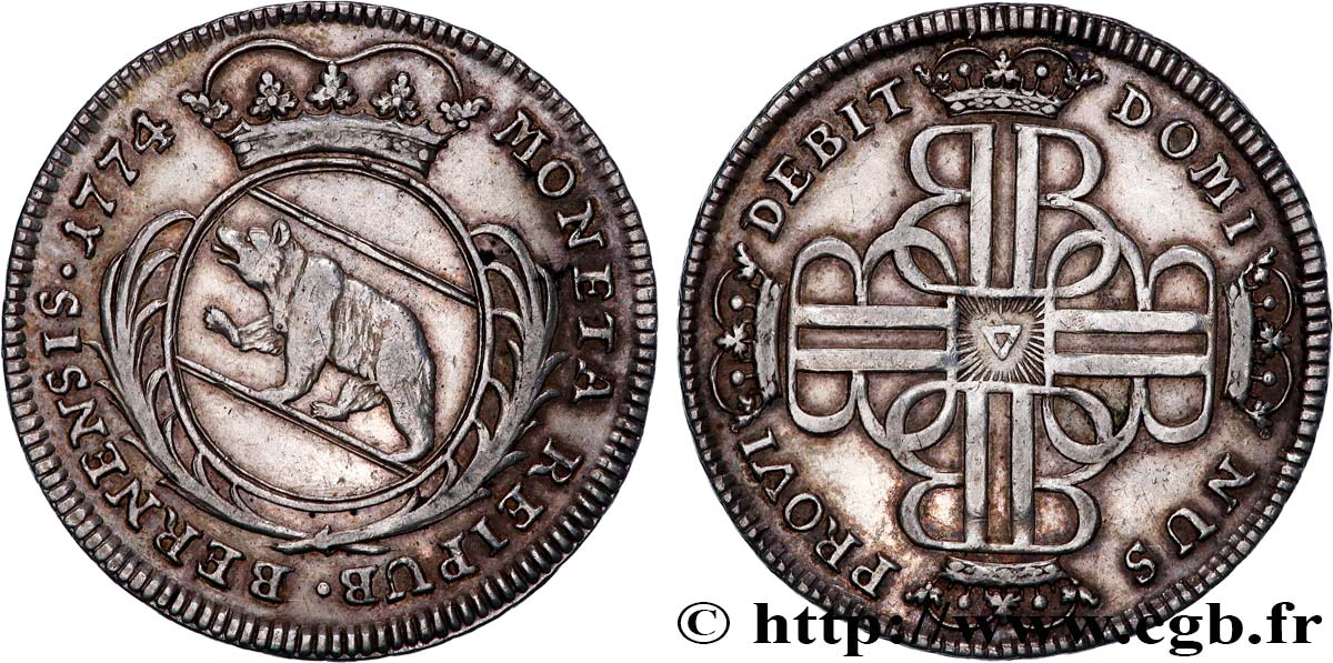 SUIZA - CANTÓN DE BERNA 1/4 Thaler 1774  MBC 