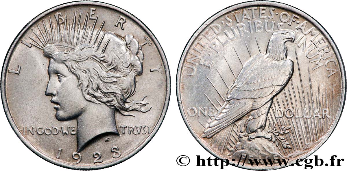 ÉTATS-UNIS D AMÉRIQUE 1 Dollar Peace 1923 Philadelphie TTB 