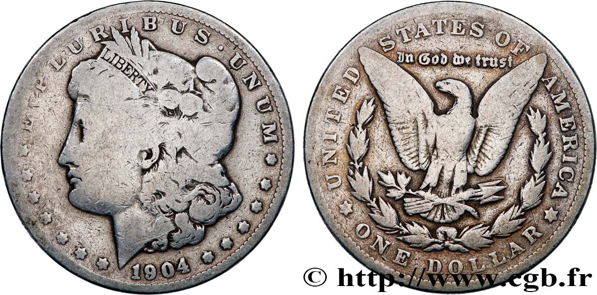 ÉTATS-UNIS D AMÉRIQUE 1 Dollar Morgan 1904 Philadelphie TB 