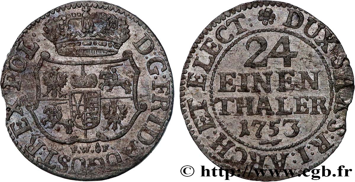 GERMANY - SAXONY - JEAN-GEORGES I 1/24 Thaler  1753  EBC 