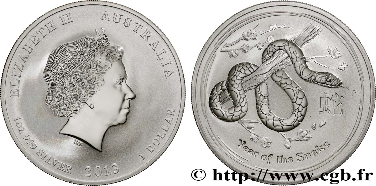 AUSTRALIE 1 Dollar Proof année du serpent 2013 Perth FDC 