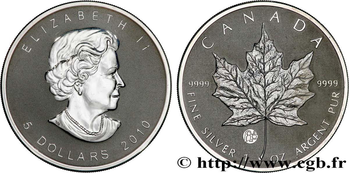 CANADA 5 Dollars Proof (1 once) “Fabulous 15” 2010  SPL 