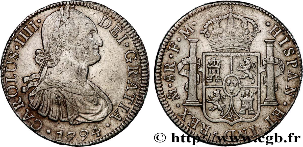 MEXICO - CHARLES IV 8 Reales  1794 Mexico AU 