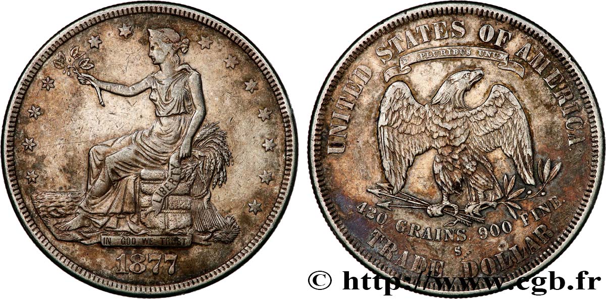 ÉTATS-UNIS D AMÉRIQUE 1 Dollar type “Trade Dollar” 1877 San Francisco TTB 