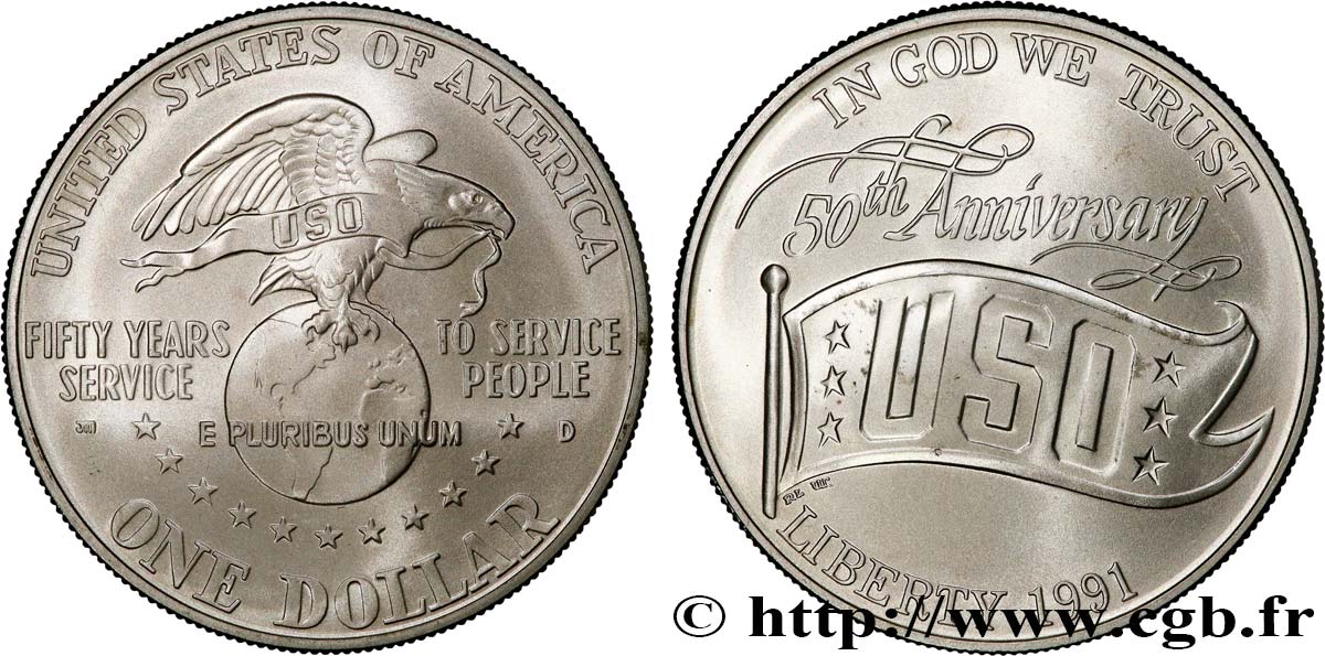 STATI UNITI D AMERICA 1 Dollar 50e anniversaire de la United Service Organization 1991 Denver MS 