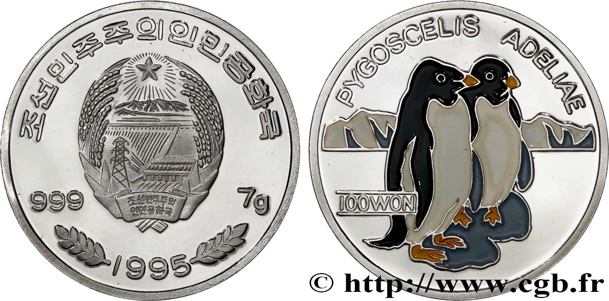 CORÉE DU NORD 100 Won Proof Faune d’Asie - Pingouin 1995  SPL 