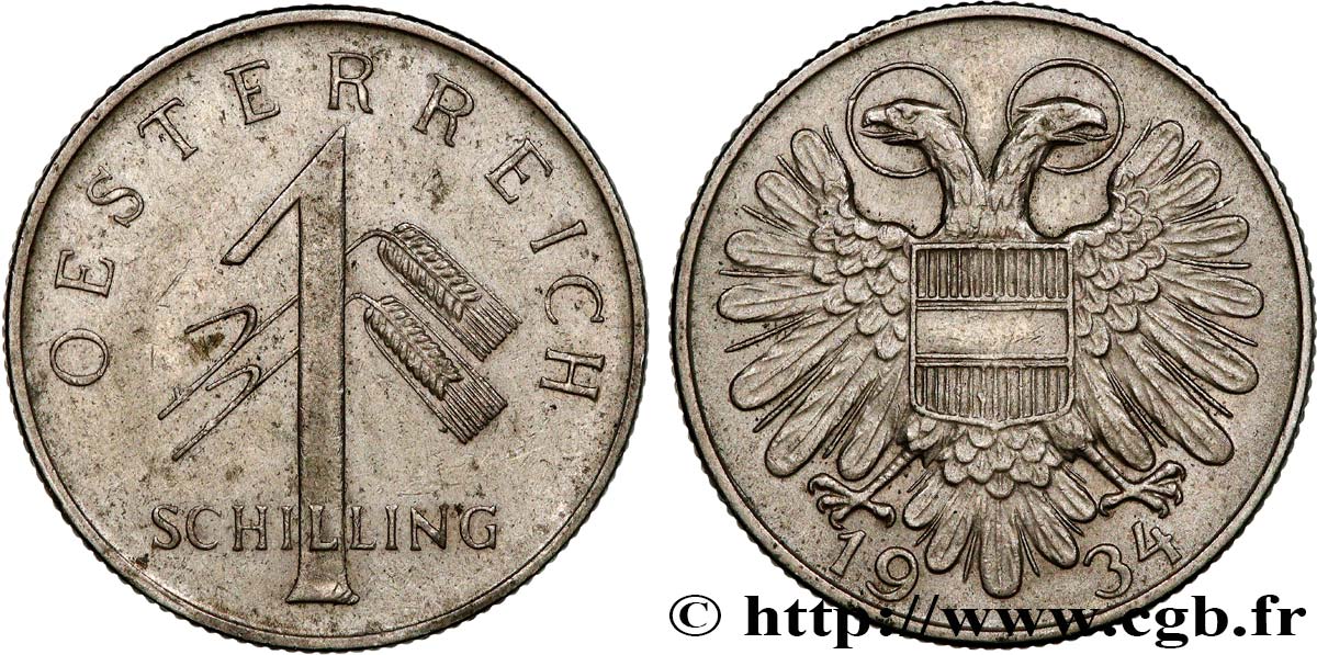 AUSTRIA 1 Schilling aigle bicéphale 1934  SPL 