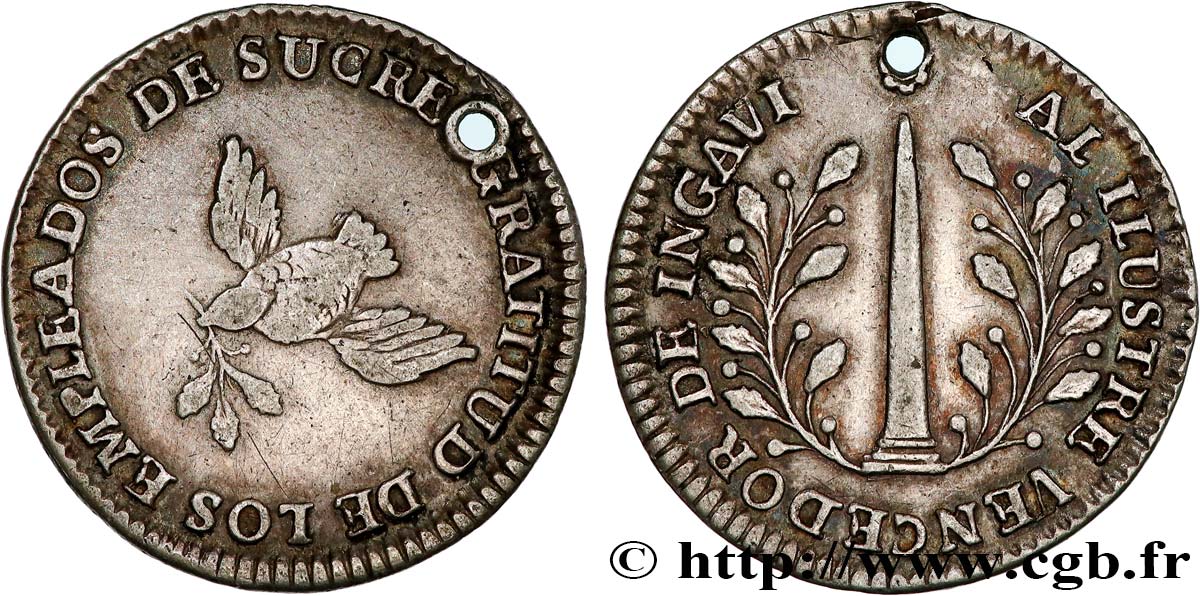 BOLIVIE Médaille de 1 sol Sucre 1841  TTB 