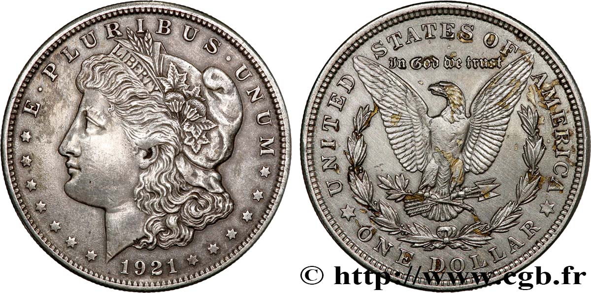 ÉTATS-UNIS D AMÉRIQUE 1 Dollar Morgan 1921 Philadelphie TTB 