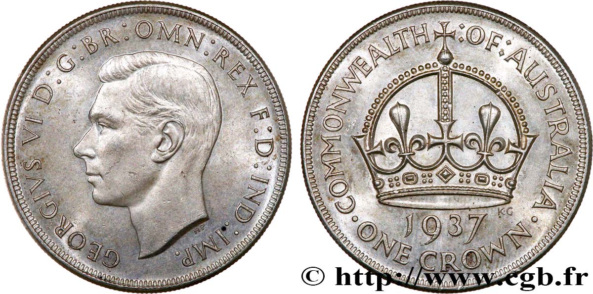 AUSTRALIE 1 Crown Georges VI 1937 Melbourne TTB+/SUP 
