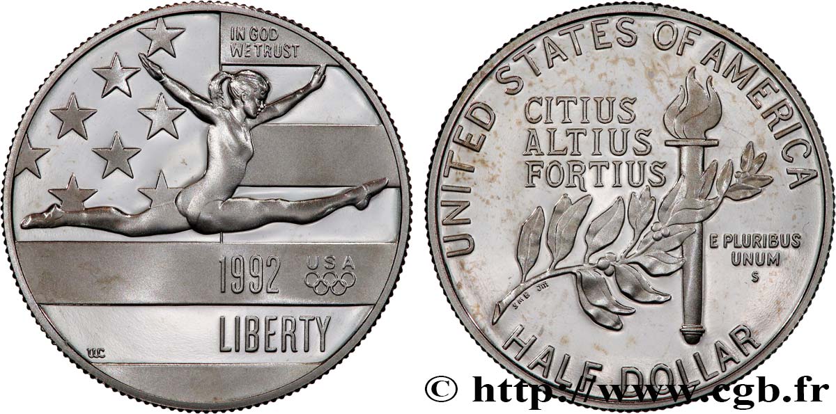 ÉTATS-UNIS D AMÉRIQUE 1/2 Dollar Proof Jeux Olympiques 1992 San Francisco FDC 