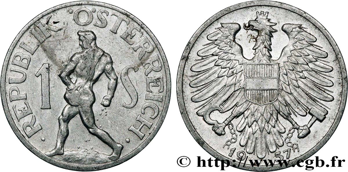 AUSTRIA 1 Schilling 1957  EBC 