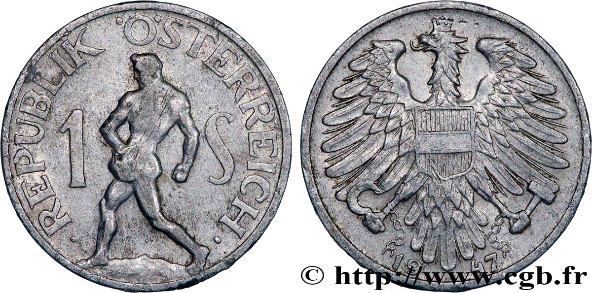 AUSTRIA 1 Schilling aigle / semeur 1947  XF 