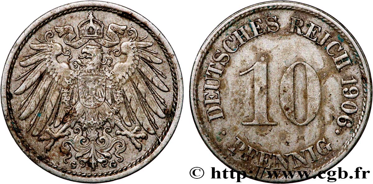 DEUTSCHLAND 10 Pfennig 1906 Karlsruhe VZ 