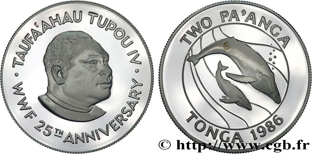 TONGA 2 Pa’anga Proof Cétacés 1986  FDC 