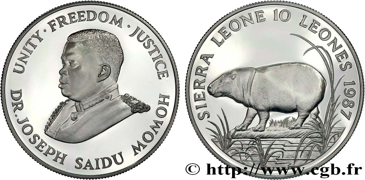 SIERRA LEONE 10 Leones Proof 1987  FDC 
