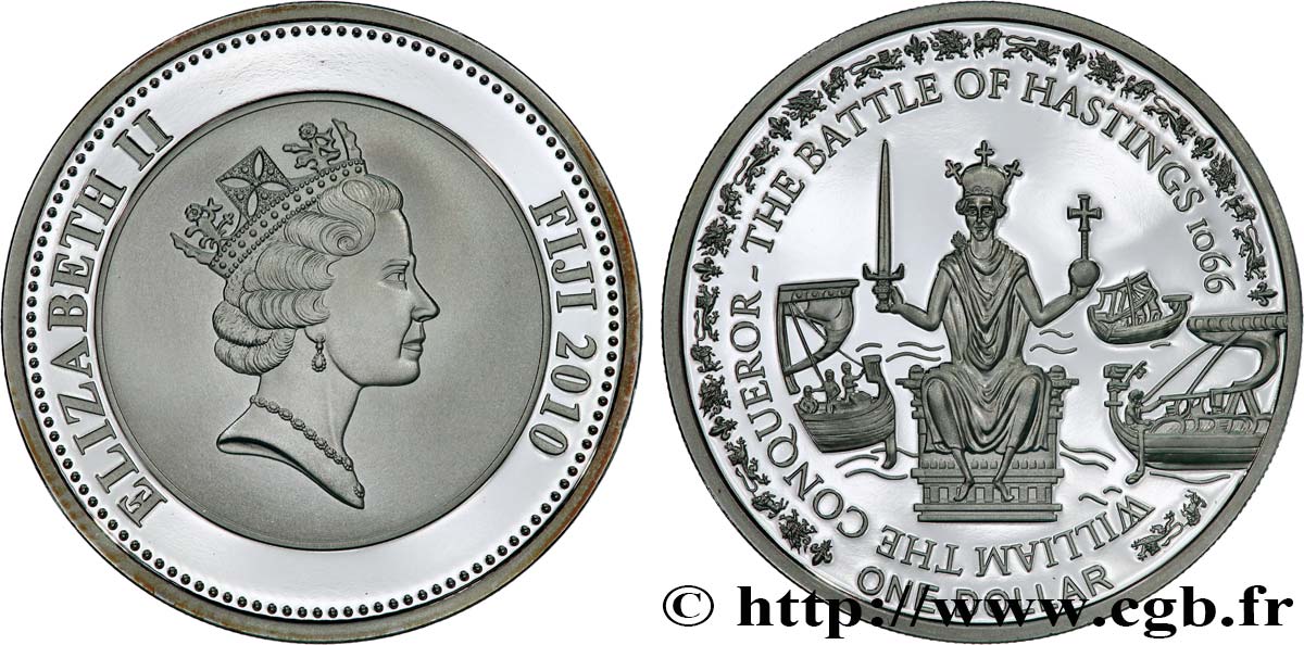 FIDJI 1 Dollar BE (proof)  Elisabeth II / Bataille d’Hastings 2010  FDC 