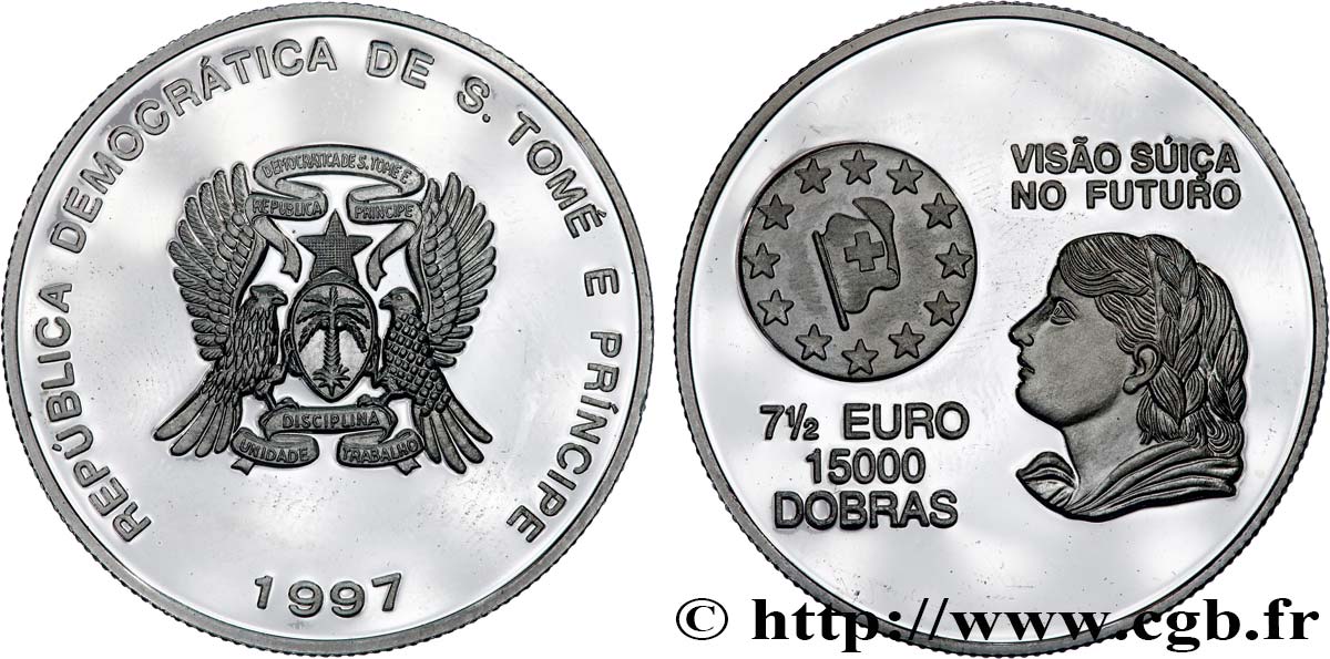 SAINT THOMAS et PRINCE 15000 Dobras - 7 1/2  Euro Proof 1997  SUP 