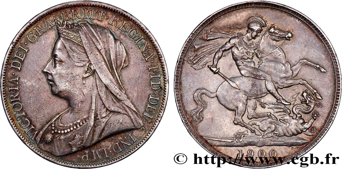 ROYAUME-UNI 1 Crown Victoria “old Head” 1900  TTB 