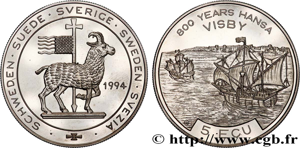 SUÈDE 5 Ecu - Port de Visby 1994  SPL 