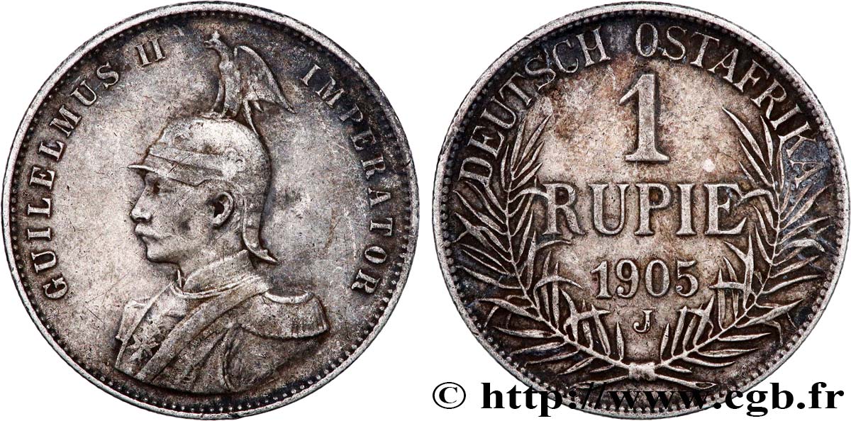 AFRIQUE ORIENTALE ALLEMANDE 1 Rupie (Roupie) Deutch-Ostafrica 1905 Hambourg - J TB+ 