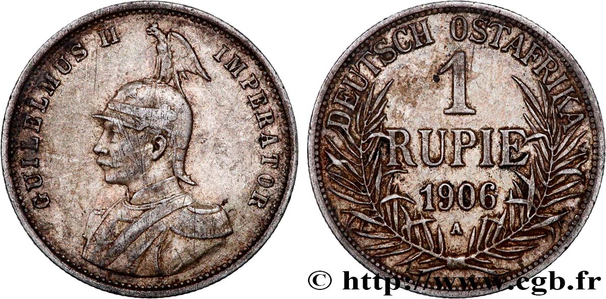 AFRIQUE ORIENTALE ALLEMANDE - GUILLAUME II 1 Rupie (Roupie) Guillaume II 1906 Berlin MBC 
