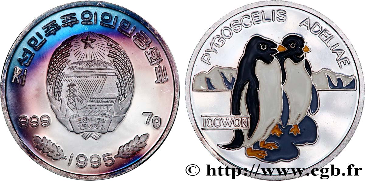 CORÉE DU NORD 100 Won Proof Faune d’Asie - Pingouin 1995  SPL 