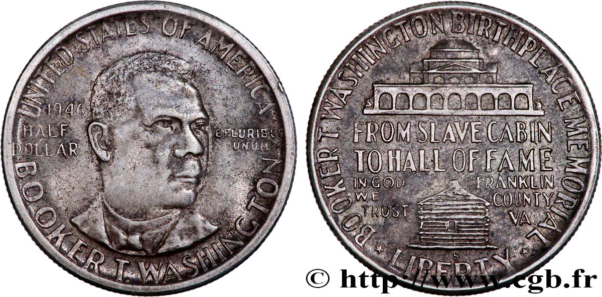 ÉTATS-UNIS D AMÉRIQUE 1/2 Dollar Booker T. Washington Memorial 1946 Denver TTB 