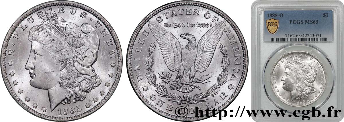 STATI UNITI D AMERICA 1 Dollar Morgan 1885 Nouvelle-Orléans MS63 PCGS