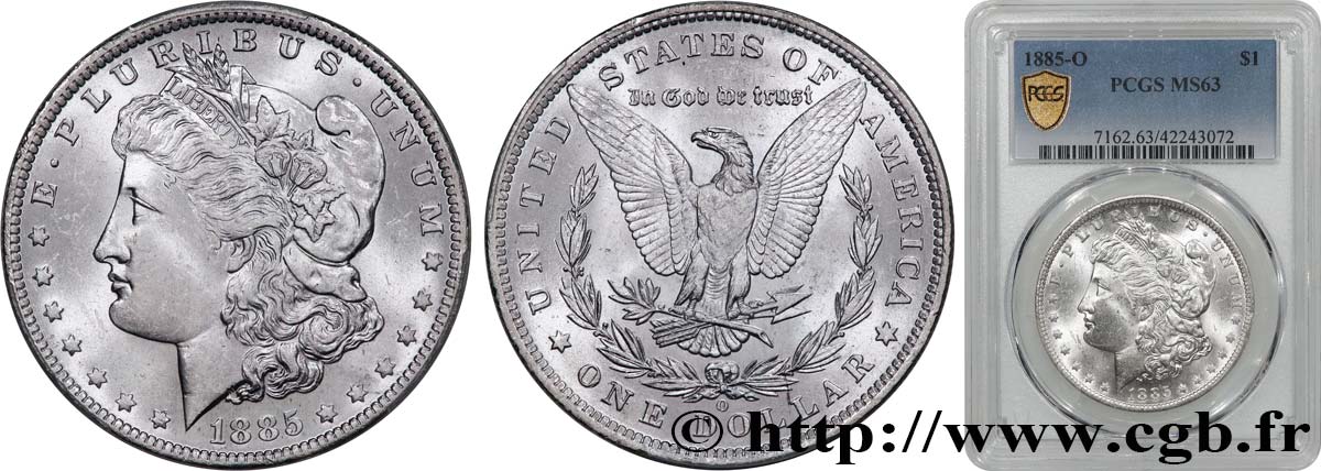 VEREINIGTE STAATEN VON AMERIKA 1 Dollar Morgan 1885 Nouvelle-Orléans fST63 PCGS