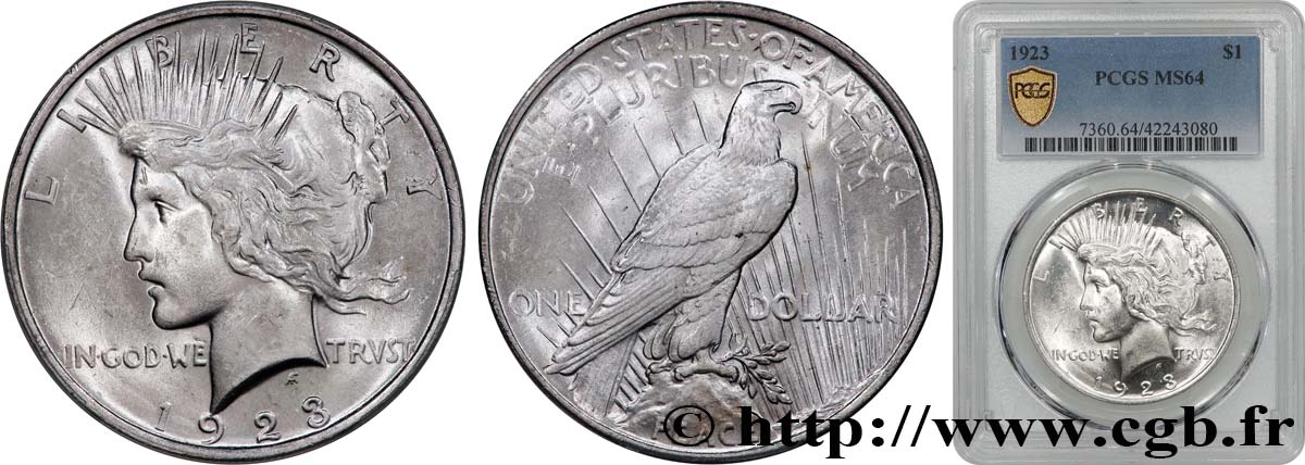 UNITED STATES OF AMERICA 1 Dollar Peace 1923 Philadelphie MS64 PCGS