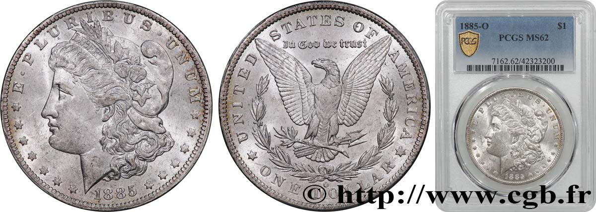 STATI UNITI D AMERICA 1 Dollar Morgan 1885 Nouvelle-Orléans SPL62 PCGS