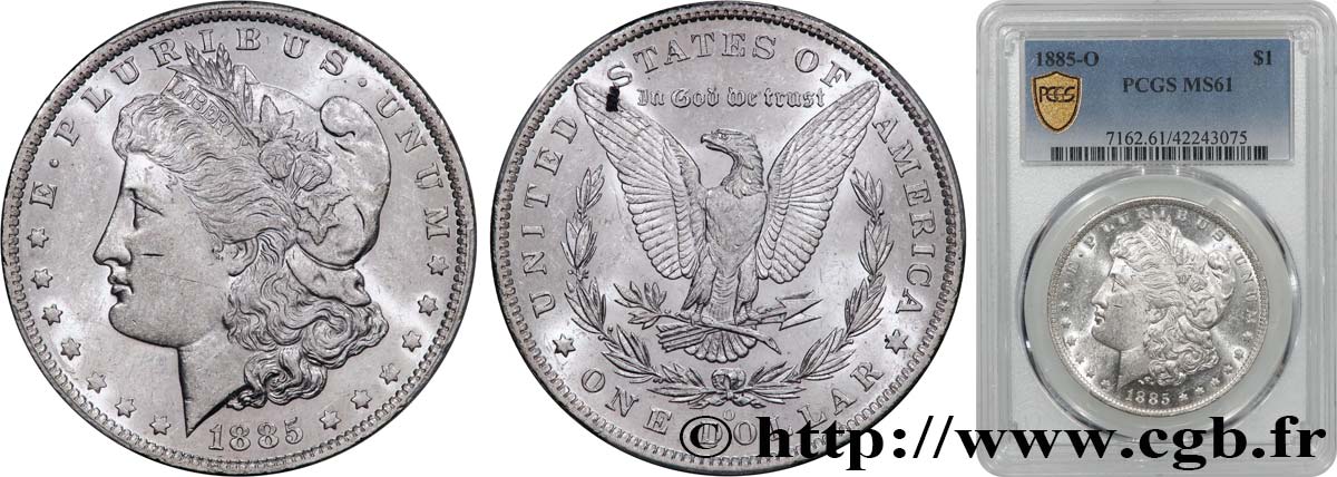 STATI UNITI D AMERICA 1 Dollar Morgan 1885 Nouvelle-Orléans SPL61 PCGS