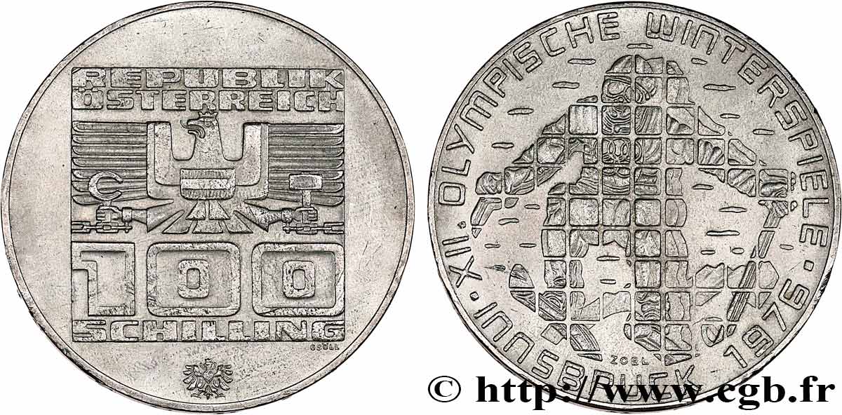 AUSTRIA 100 Schilling Jeux Olympique d’Innsbruck (1975) Halle EBC 