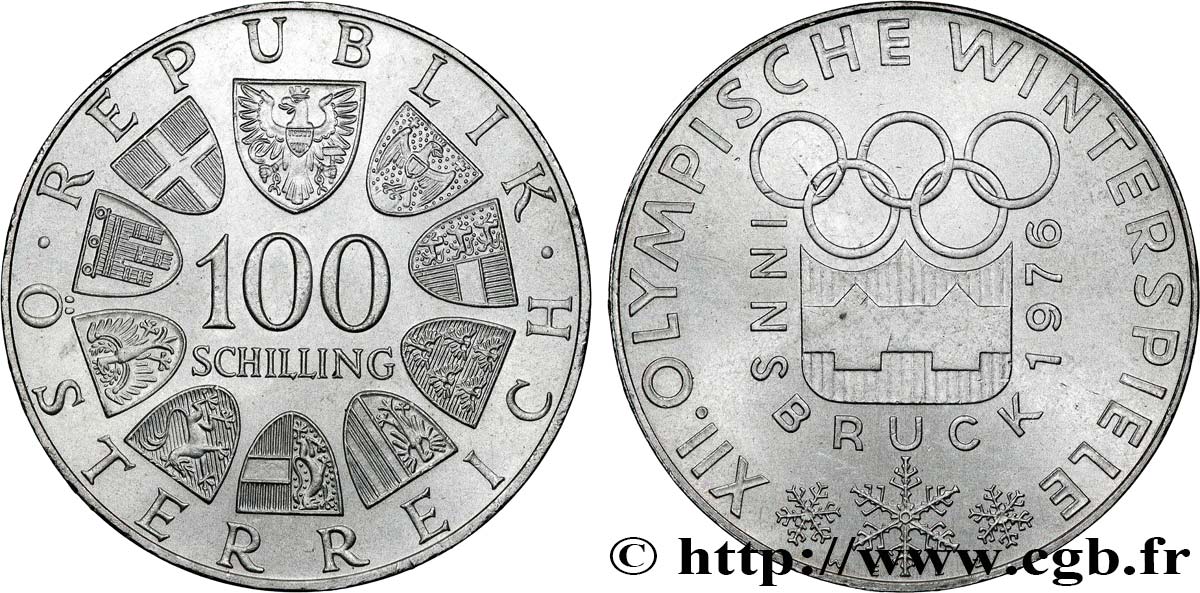AUSTRIA 100 Schilling J.O. d’hiver d’Innsbruck 1976 (1974) Vienne AU 