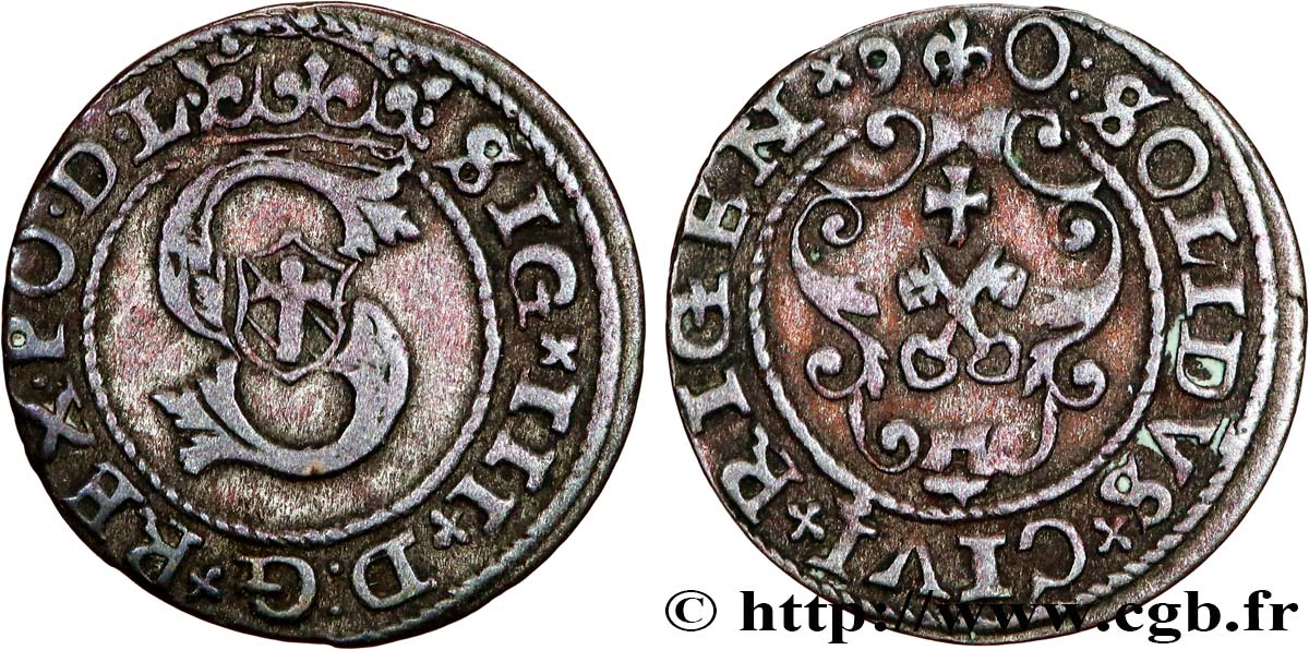POLAND Solidus Sigismond III  N.D. Riga XF 