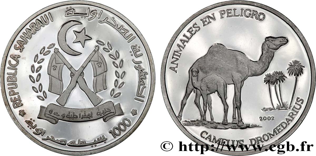 WESTSAHARA 1000 Pesetas Proof Dromadaires 2002  ST 