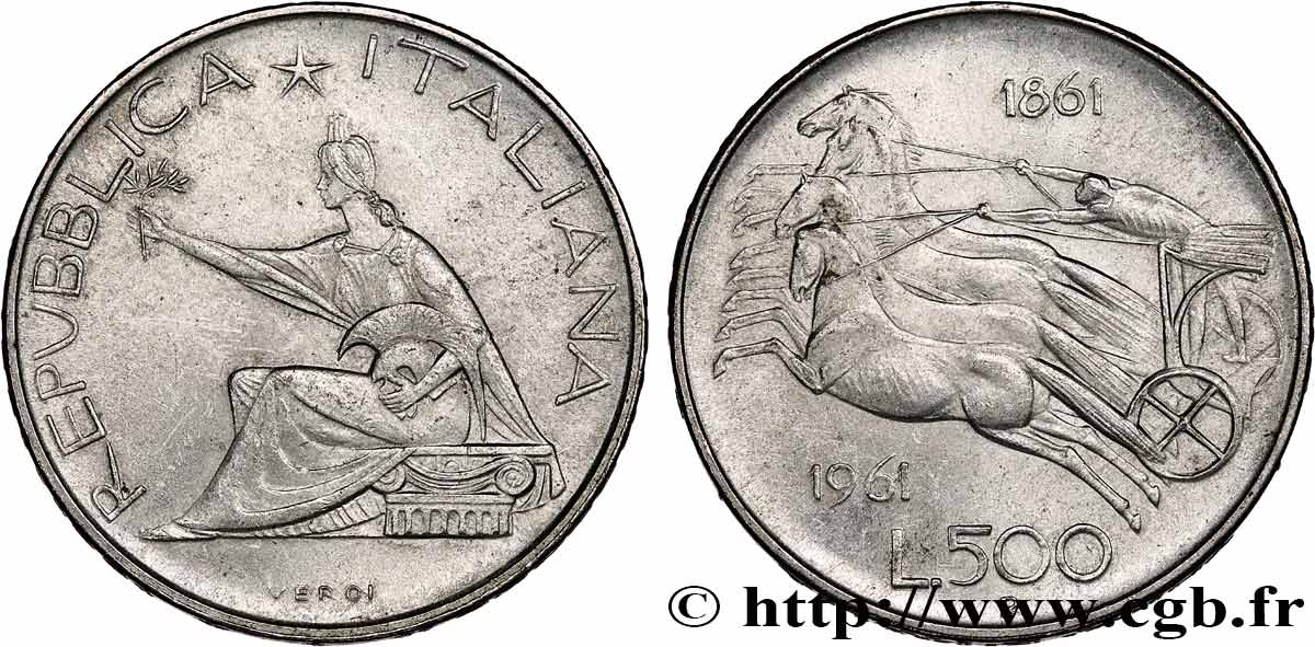 ITALIE 500 Lire Centenaire de l’Unité Italienne 1961 Rome - R SUP 