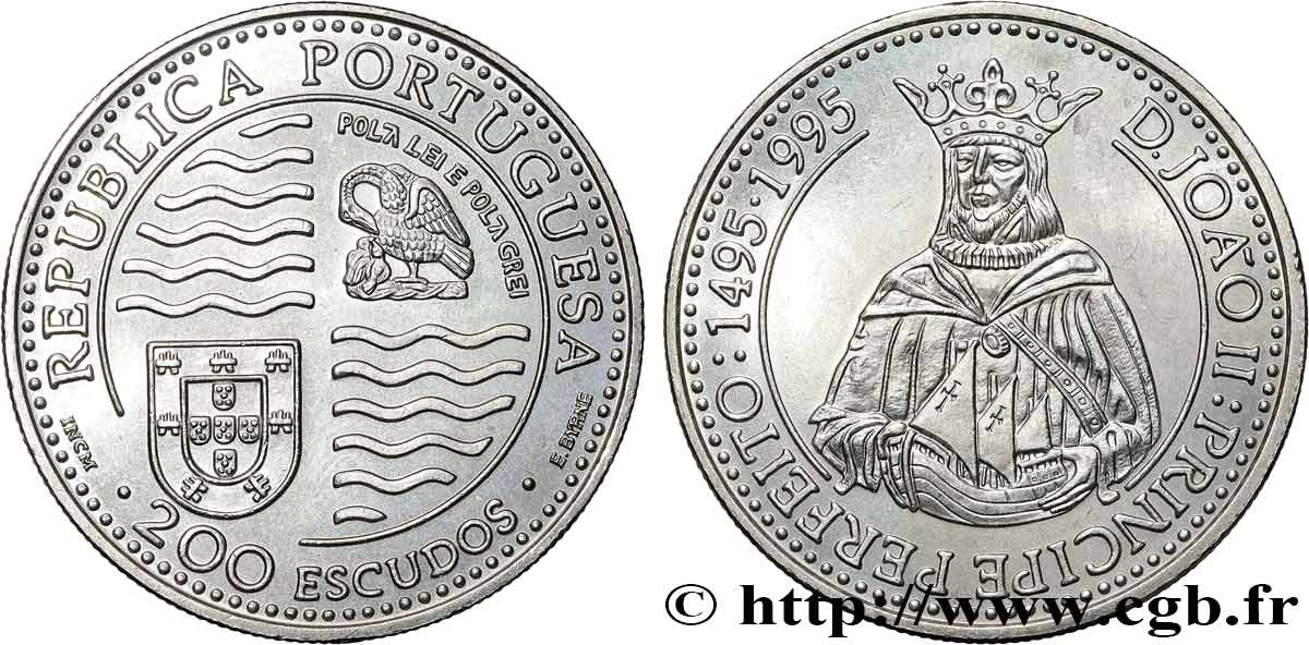 PORTUGAL 200 Escudos 500e anniversaire du règne de Jean II 1995  SPL 