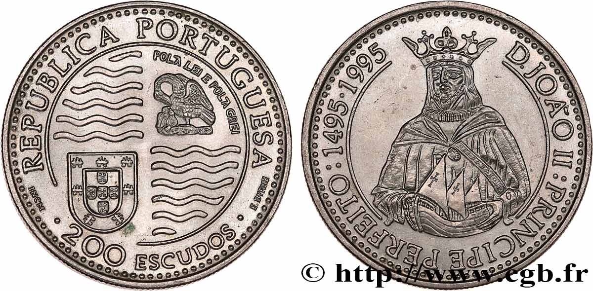 PORTUGAL 200 Escudos 500e anniversaire du règne de Jean II 1995  fST 