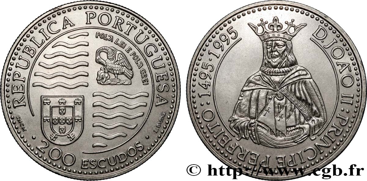 PORTUGAL 200 Escudos 500e anniversaire du règne de Jean II 1995  MS 