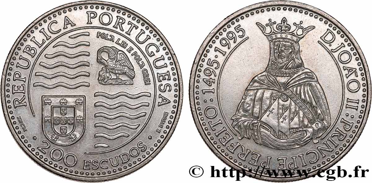 PORTUGAL 200 Escudos 500e anniversaire du règne de Jean II 1995  MS 