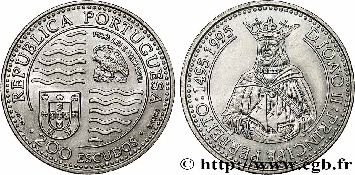 PORTUGAL 200 Escudos 500e anniversaire du règne de Jean II 1995  SPL 