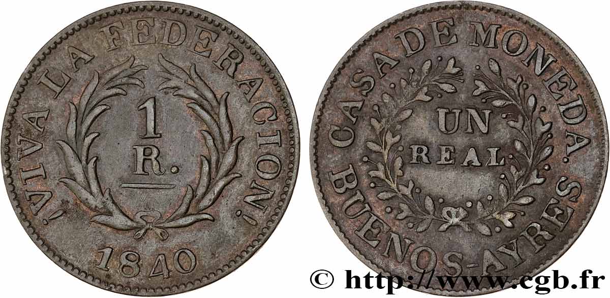 ARGENTINA 1 Real Province de Buenos Aires 1840  MBC+ 