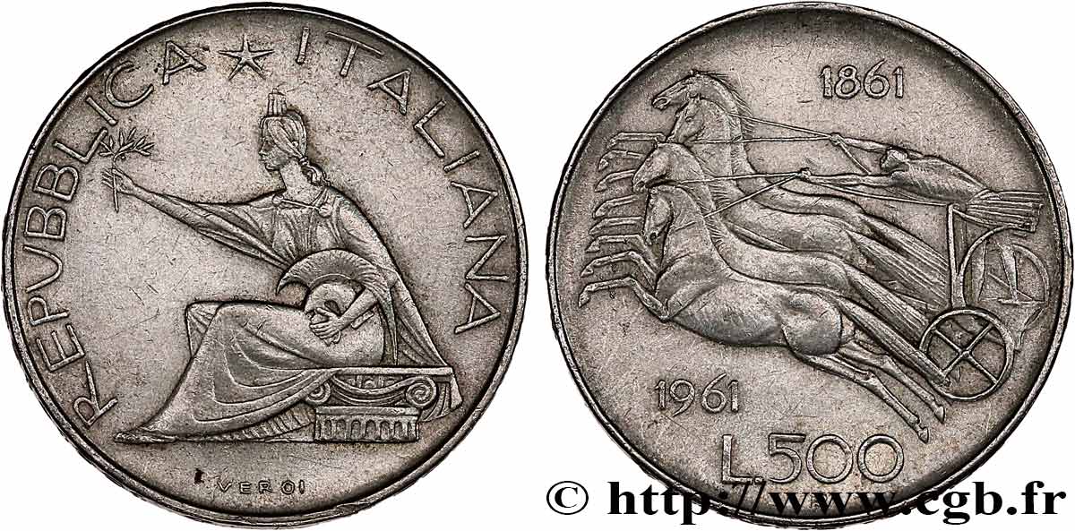 ITALIE 500 Lire Centenaire de l’Unité Italienne 1961 Rome TTB 