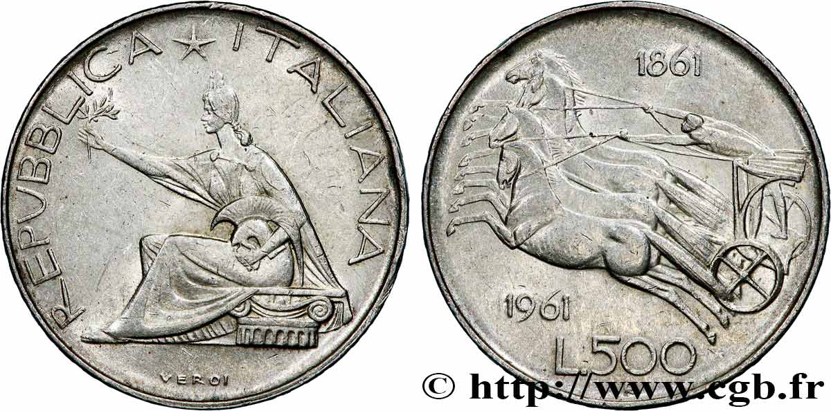 ITALIE 500 Lire Centenaire de l’Unité Italienne 1961 Rome SUP 
