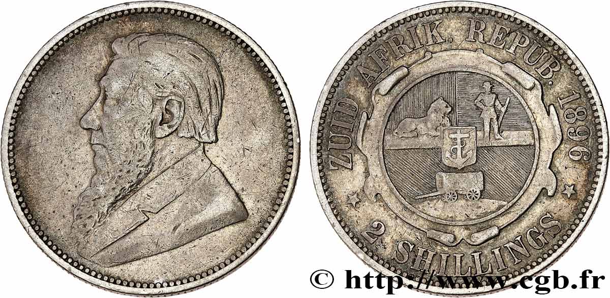 SUDÁFRICA 2 1/2 Shillings président Kruger 1896  BC+ 