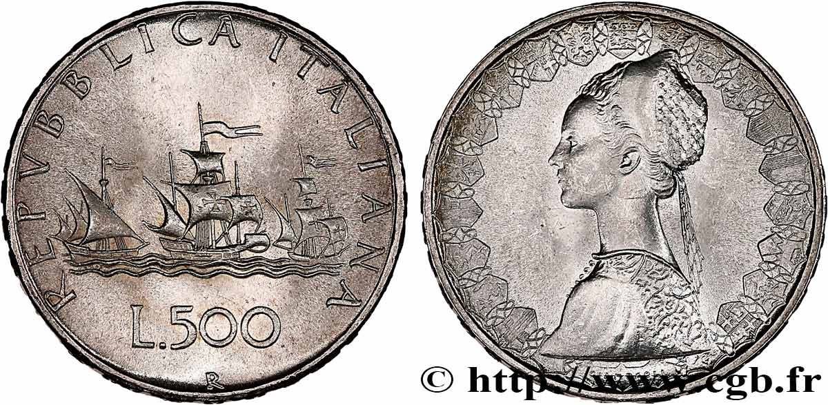 ITALIA 500 Lire “caravelles” 1967 Rome - R SC 