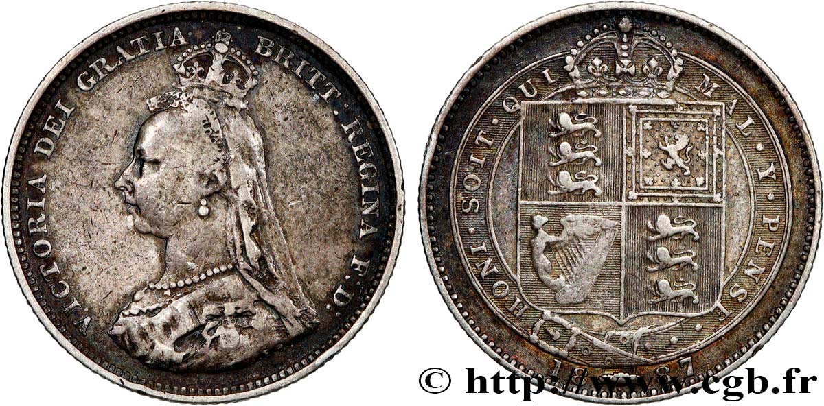 UNITED KINGDOM 1 Shilling Victoria buste du jubilé 1887  XF 