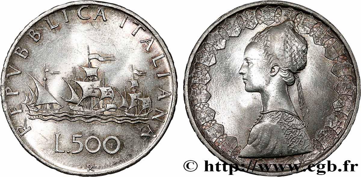 ITALIE 500 Lire “caravelles” 1958 Rome SUP 
